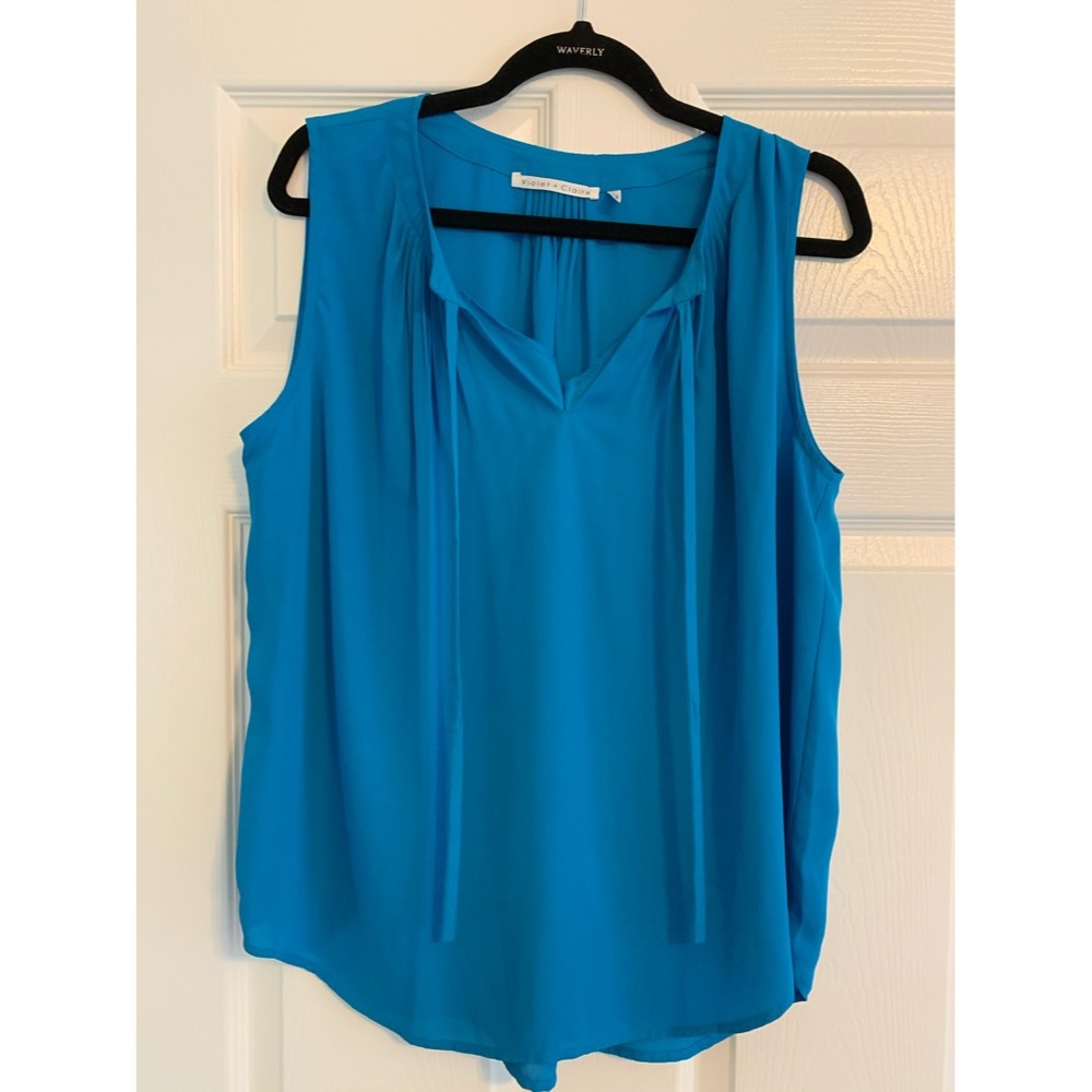 Blue sleeveless blouse
